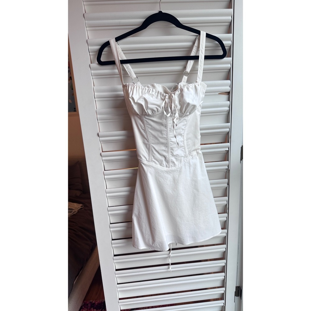 House of CB London White Mini Dress Corset Lace Up Back Adjustable Straps